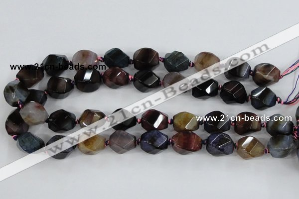 CAA618 15.5 inches 15*20mm faceted & twisted dragon veins agate beads