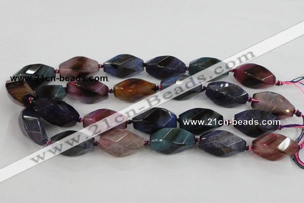 CAA619 15.5 inches 16*30mm faceted & twisted dragon veins agate beads