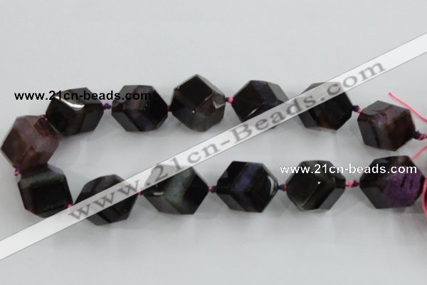 CAA620 15.5 inches 20*20mm faceted cube dragon veins agate beads