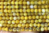 CAA6310 15 inches 6mm faceted round yellow banded agate beads