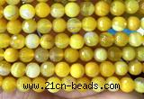 CAA6312 15 inches 10mm faceted round yellow banded agate beads