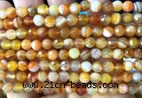 CAA6315 15 inches 6mm faceted round orange banded agate beads