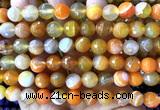 CAA6317 15 inches 10mm faceted round orange banded agate beads