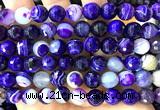CAA6322 15 inches 10mm faceted round purple banded agate beads