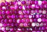 CAA6326 15 inches 8mm faceted round fuchsia banded agate beads