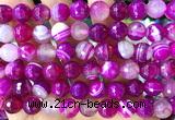CAA6327 15 inches 10mm faceted round fuchsia banded agate beads