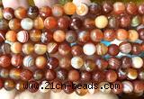 CAA6331 15 inches 8mm faceted round red banded agate beads