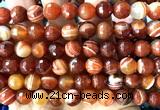 CAA6332 15 inches 10mm faceted round red banded agate beads