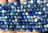 CAA6335 15 inches 6mm faceted round blue banded agate beads