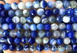 CAA6336 15 inches 8mm faceted round blue banded agate beads