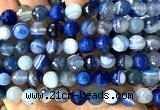CAA6337 15 inches 10mm faceted round blue banded agate beads