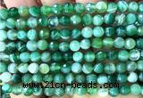 CAA6340 15 inches 6mm faceted round green banded agate beads