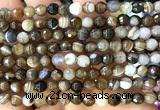 CAA6345 15 inches 6mm faceted round coffee banded agate beads