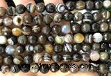 CAA6346 15 inches 8mm faceted round coffee banded agate beads