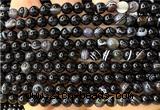 CAA6401 15 inches 6mm round black banded agate beads wholesale