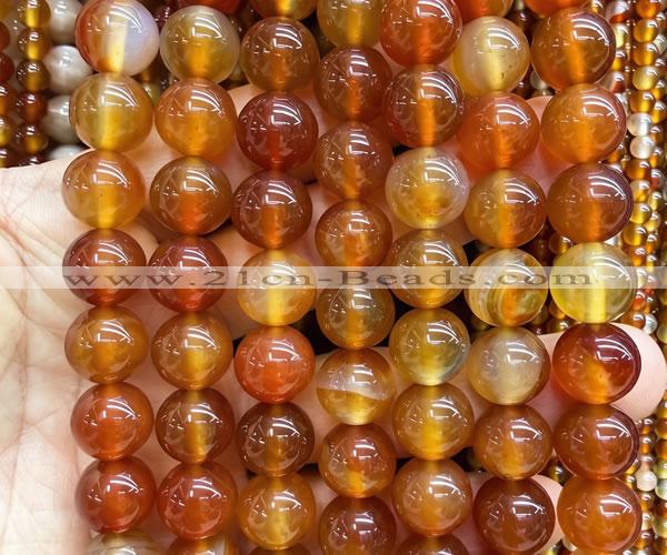 CAA6435 15 inches 14mm round red agate beads wholesale