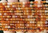 CAA6438 15 inches 4mm faceted round red agate beads wholesale