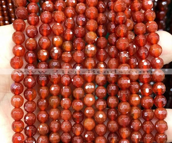 CAA6446 15 inches 6mm faceted round red agate gemstone beads