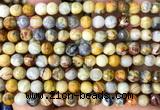CAA6453 15 inches 6mm faceted round yellow crazy lace agate beads