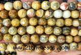CAA6456 15 inches 12mm faceted round yellow crazy lace agate beads