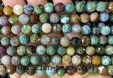 CAA6468 15 inches 8mm faceted round Indian agate beads wholesale