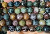 CAA6470 15 inches 12mm faceted round Indian agate beads wholesale