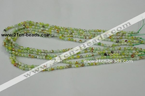 CAA707 15.5 inches 4mm faceted round fire crackle agate beads