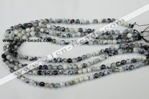 CAA709 15.5 inches 6mm faceted round fire crackle agate beads