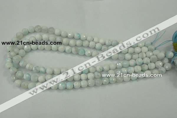 CAA710 15.5 inches 8mm faceted round fire crackle agate beads