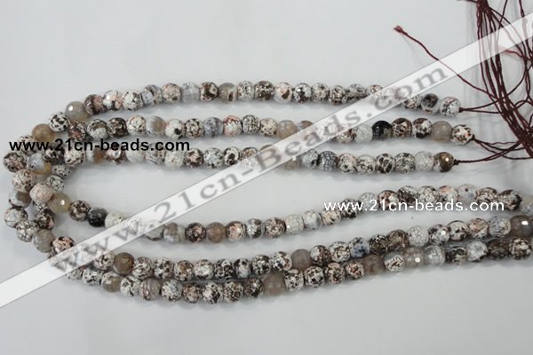 CAA711 15.5 inches 8mm faceted round fire crackle agate beads