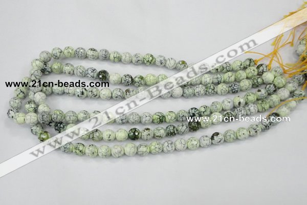 CAA712 15.5 inches 8mm faceted round fire crackle agate beads