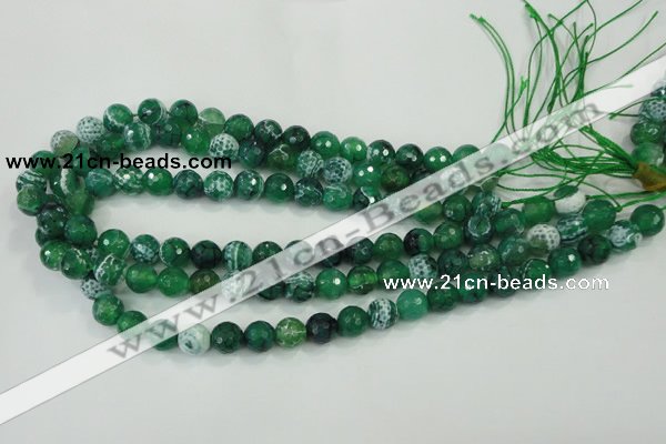 CAA713 15.5 inches 10mm faceted round fire crackle agate beads