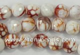 CAA714 15.5 inches 10mm faceted round fire crackle agate beads