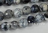 CAA716 15.5 inches 10mm faceted round fire crackle agate beads