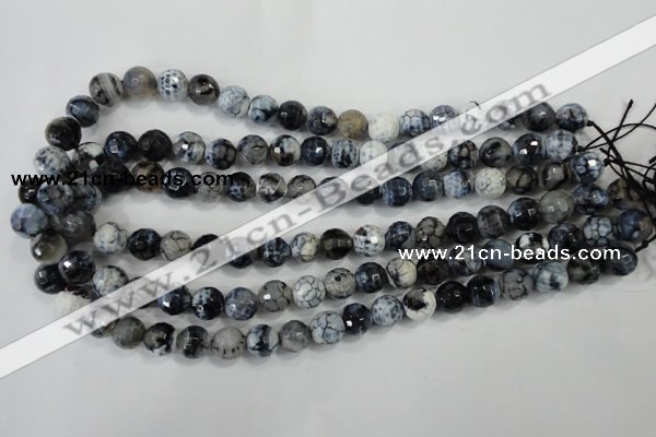 CAA716 15.5 inches 10mm faceted round fire crackle agate beads