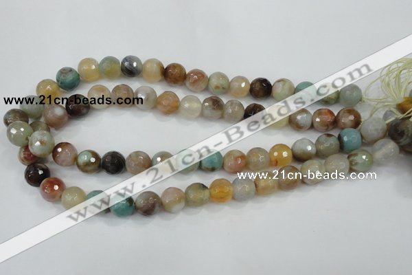 CAA719 15.5 inches 12mm faceted round fire crackle agate beads