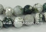 CAA720 15.5 inches 12mm faceted round fire crackle agate beads