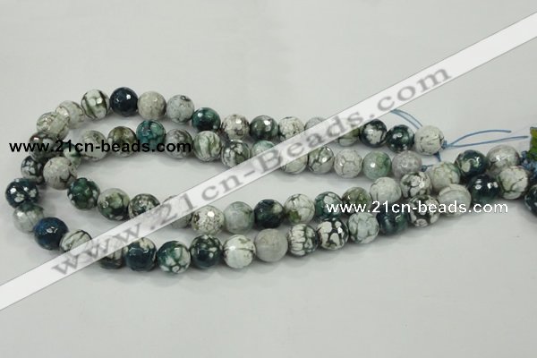 CAA720 15.5 inches 12mm faceted round fire crackle agate beads