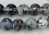 CAA721 15.5 inches 14mm faceted round fire crackle agate beads