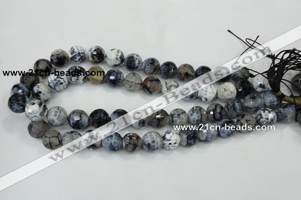 CAA721 15.5 inches 14mm faceted round fire crackle agate beads