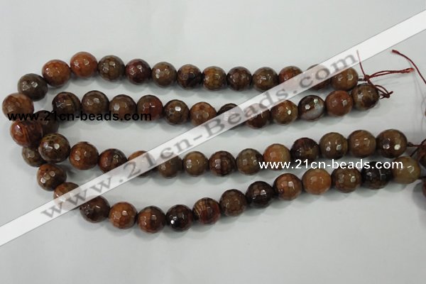 CAA722 15.5 inches 14mm faceted round fire crackle agate beads