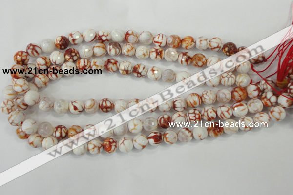 CAA723 15.5 inches 14mm faceted round fire crackle agate beads