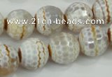 CAA724 15.5 inches 14mm faceted round fire crackle agate beads