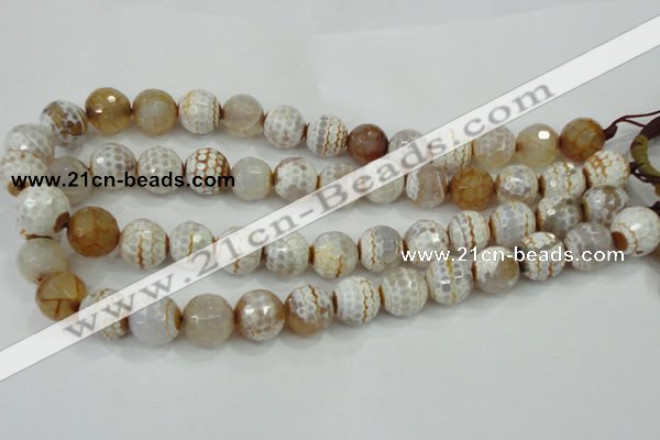 CAA724 15.5 inches 14mm faceted round fire crackle agate beads