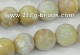 CAA726 15.5 inches 14mm faceted round fire crackle agate beads