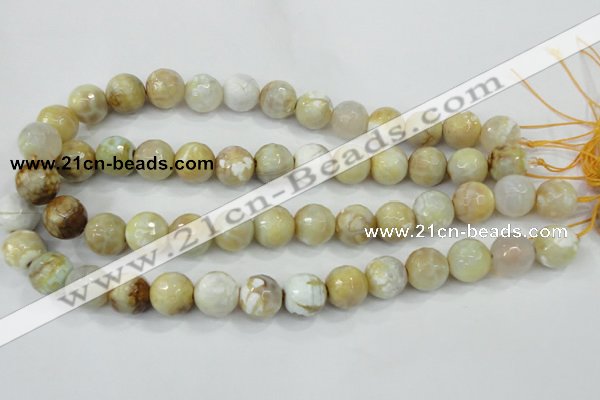 CAA726 15.5 inches 14mm faceted round fire crackle agate beads