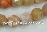 CAA727 15.5 inches 14mm faceted round fire crackle agate beads