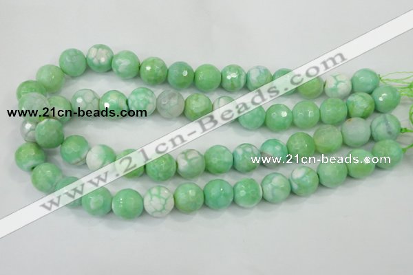 CAA728 15.5 inches 14mm faceted round fire crackle agate beads