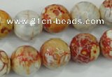 CAA729 15.5 inches 14mm faceted round fire crackle agate beads