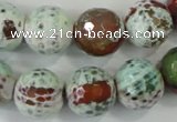 CAA731 15.5 inches 16mm faceted round fire crackle agate beads